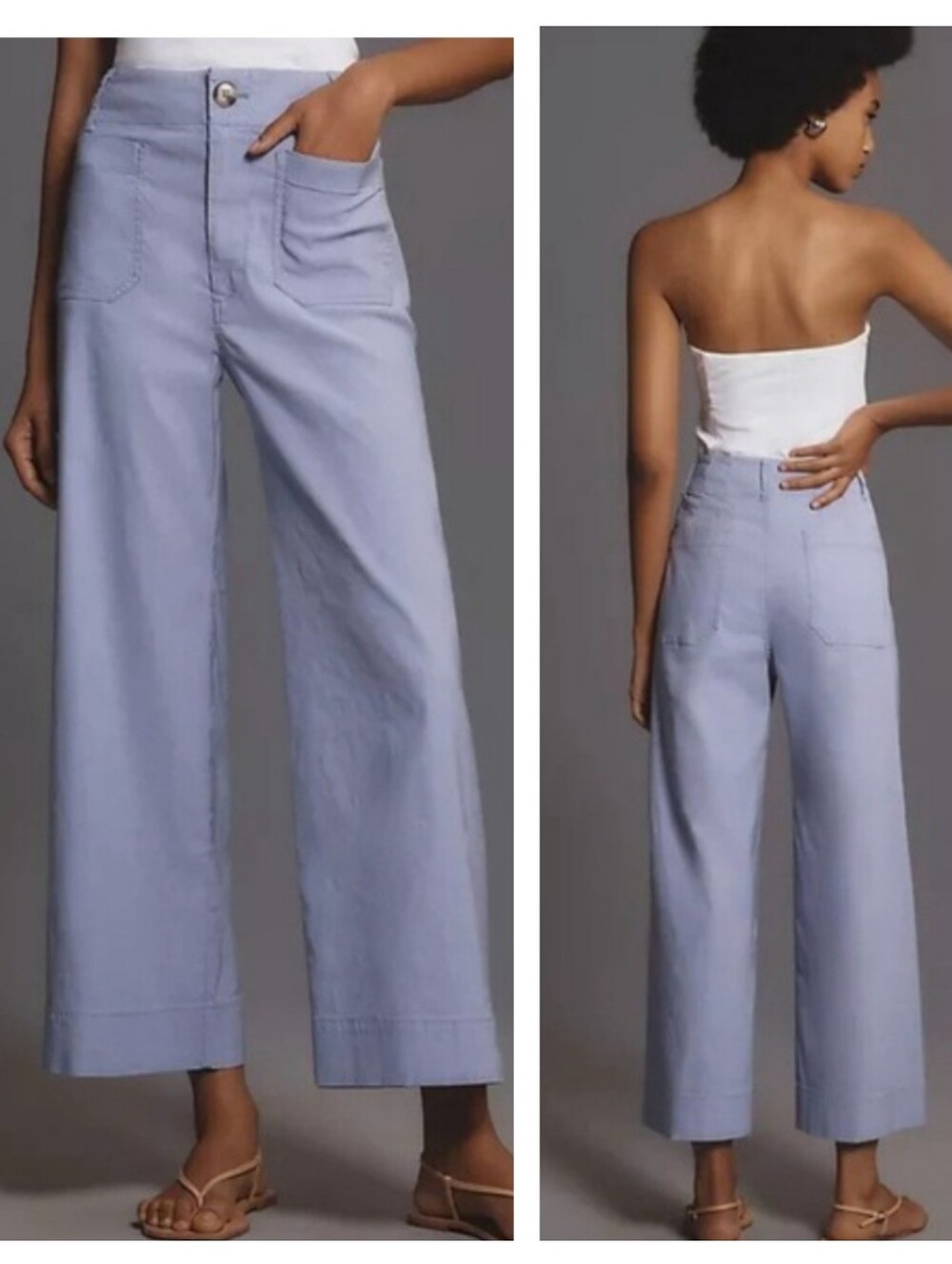 Maeve The Colette Cropped Wide-Leg Pants Lavender Purple Size 24 Magic Fabric